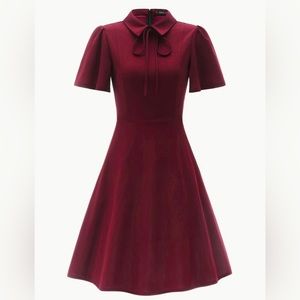 SHEIN Unity Tie Neck Collared Flare Dress